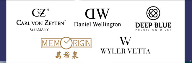 Carl Von Zeyten, Daniel Wellington, Deep Blue, Memorigin, Wyler Vetta Logos